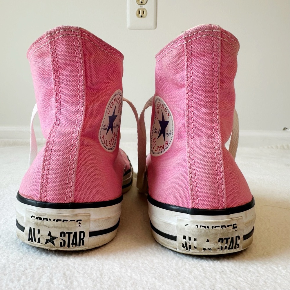 Converse Pink High Top Canvas All Star Chuck Taylor Sneakers EUC, size 8.5 - Picture 5 of 16